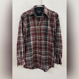 Pendleton Lodge Flannel Plaid Wool Button Front Shirt - S